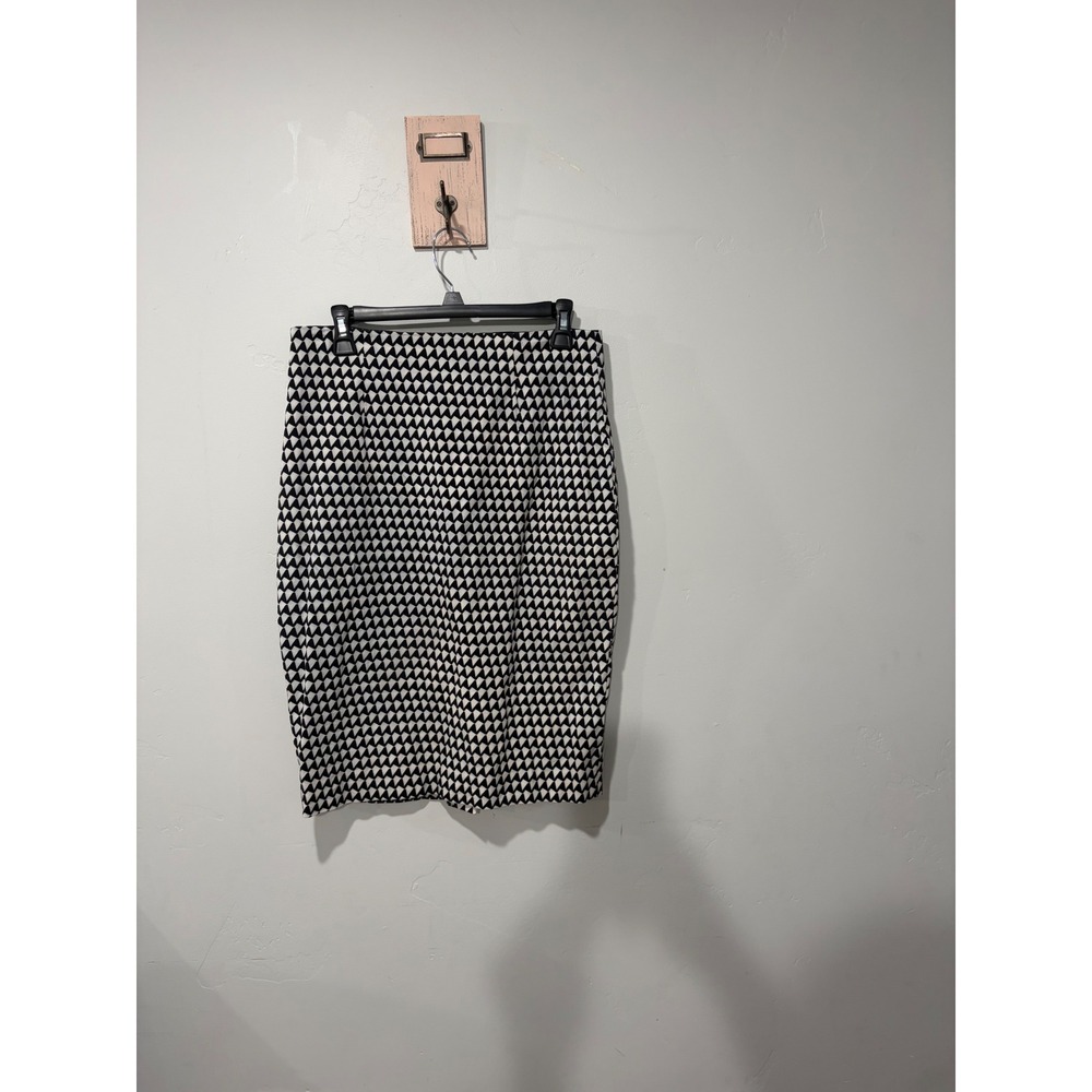 Banana Republic Womens Black White Geometric Triangle Print Pencil Skirt Size 8